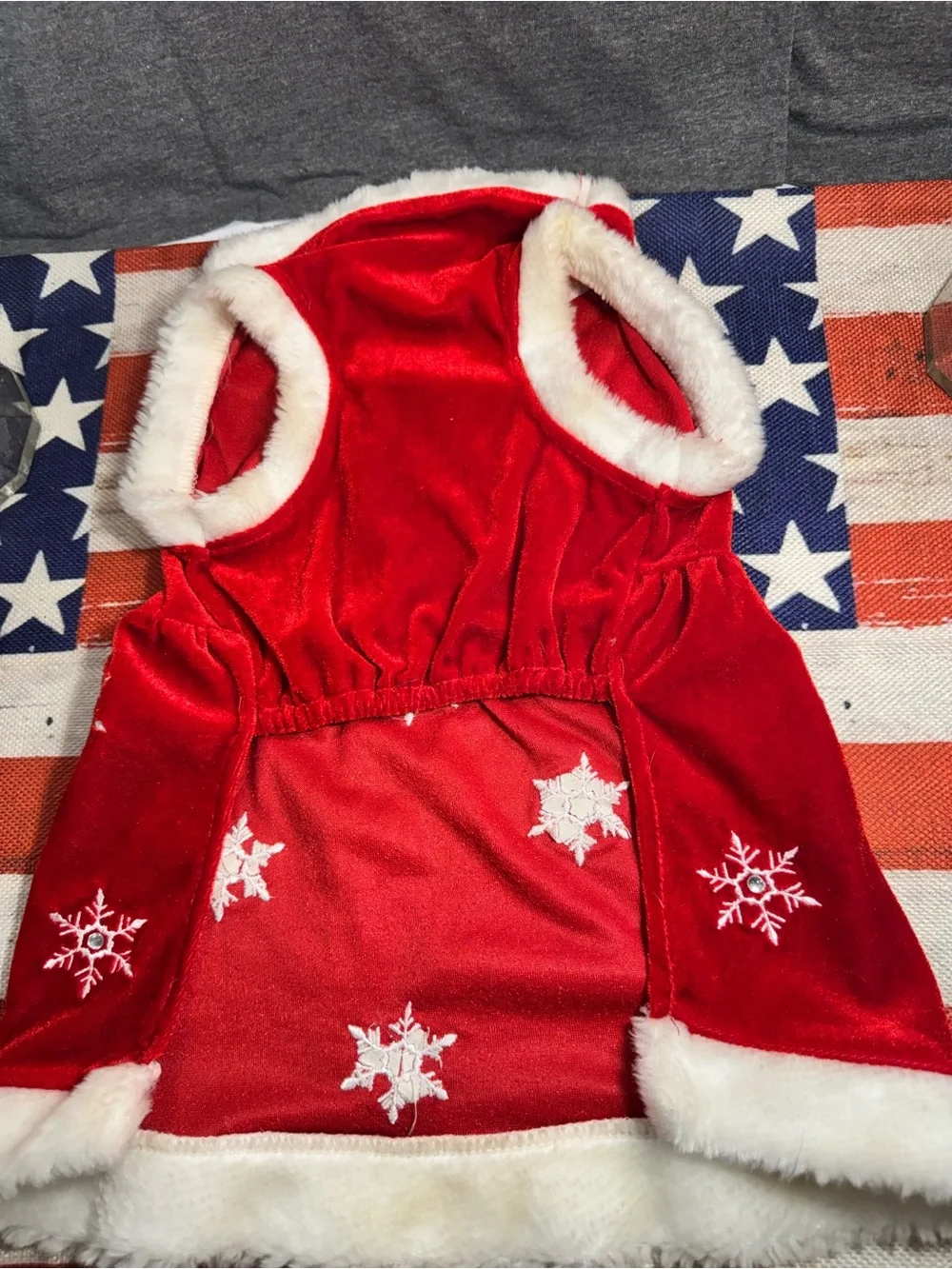 Unbranded Red Plush Snowflake Holiday Dog Dress
